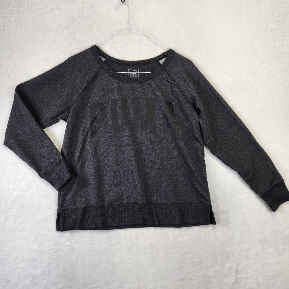 Puma Womens Long Sleeve Athletic Sweatshirt Dark Gray Dry Cell Size XL